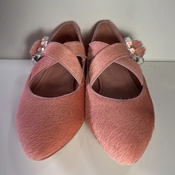 Simone Rocha Pink Ponyhair Pointed Flats w/Crisscross Straps Eur 38, US 7.5-8 - Picture 3 of 10
